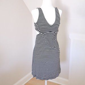 LOFT Beach Black Cutout Back Striped Dress XS
